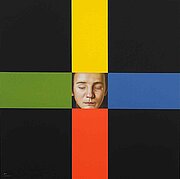 Josef Bramer, Im Schnittpunkt bzw. Kaspar - Balance, 2005, 100 x 100 cm, Öl auf Leinwand