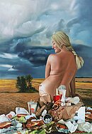 Hill Lilli, Picknick, 2021, 160 x 110 cm, Öl auf Leinwand